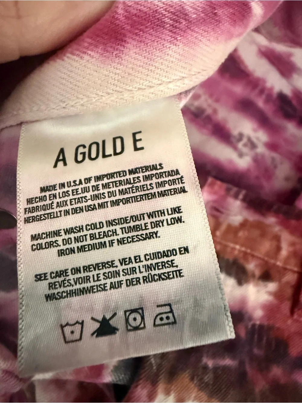 AGOLDE Pink and Brown Tie-Dye Cutoff Denim Shorts - Picture 4 of 8